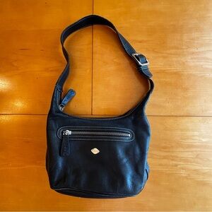 i santi small black leather small mini leather handbag purse made in Italy F5299